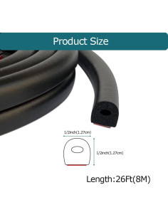 Sello de goma EPDM en forma de D Tintvent 7.92 m negro 2