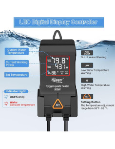 Calentador de Acuario Hygger 300W para 190-300 Litros 2