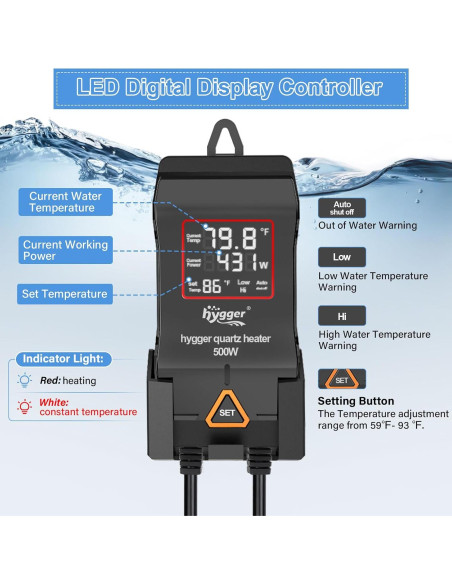 Calentador de Acuario Hygger 300W para 190-300 Litros