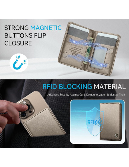 Cartera Magnética Defencase para iPhone 16/15/14/13/12, Titanio