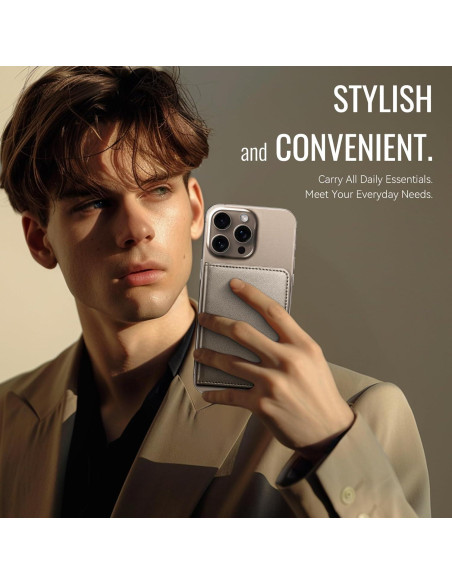 Cartera Magnética Defencase para iPhone 16/15/14/13/12, Titanio