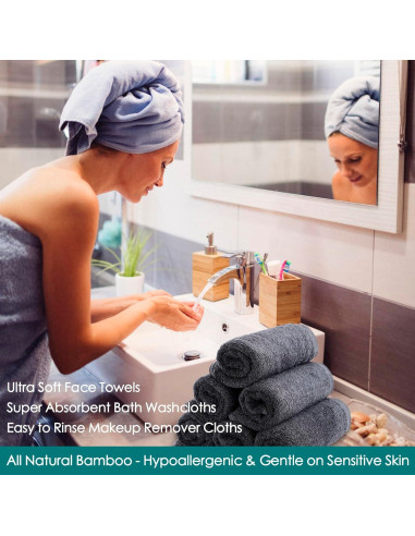 Toallas de cara reutilizables Jeffsun 33x33 cm 6 paquetes gris