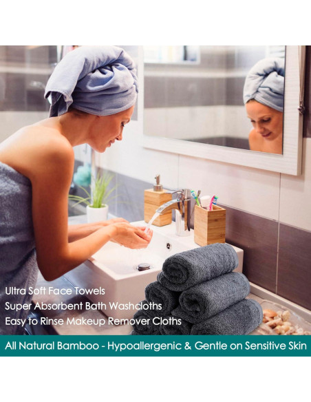 Toallas de cara reutilizables Jeffsun 33x33 cm 6 paquetes gris