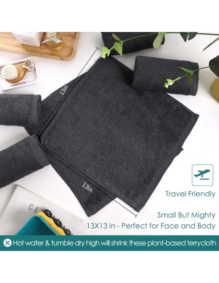 Toallas de cara reutilizables Jeffsun 33x33 cm 6 paquetes gris