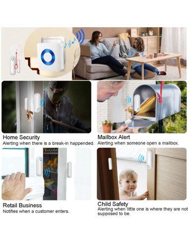 Alarmas Inalámbricas de Puerta YisTech - 3 Sensores 2 Receptores