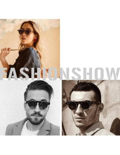 Gafas de sol redondas retro Steampunk con lentes abatibles 2