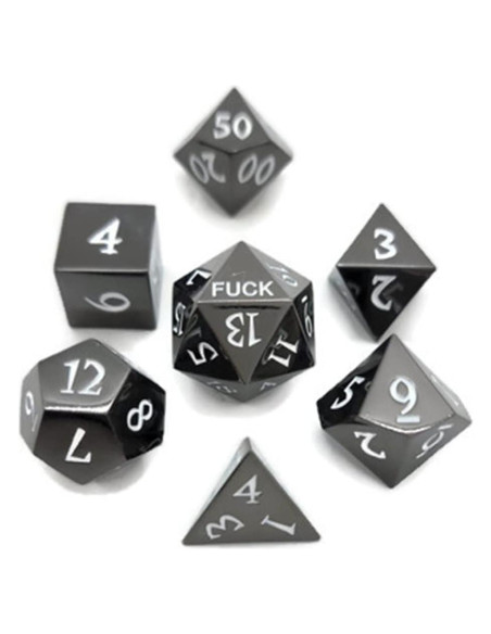 Juego de Dados D20 F*** de Metal Black Bazaar - 28.5g