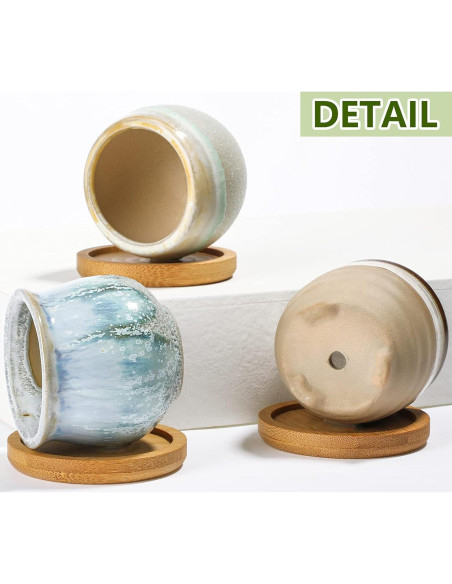 12 Macetas Cerámicas para Suculentas Remerry 2.5" con Drenaje