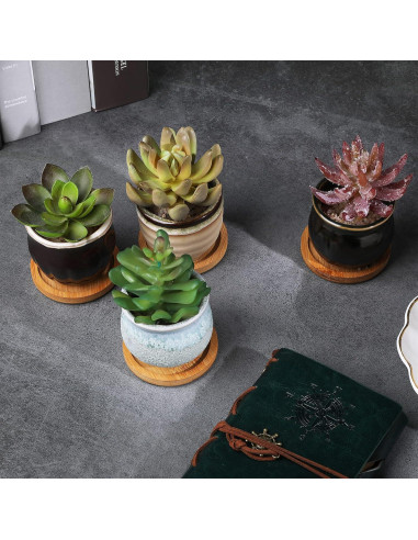 12 Macetas Cerámicas para Suculentas Remerry 2.5" con Drenaje