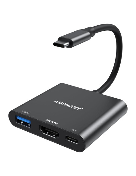 Adaptador USB C a HDMI 4K ABIWAZY con 100W PD y USB 3.0