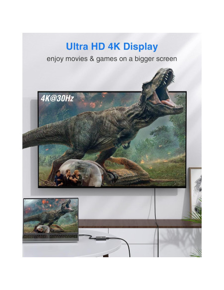 Adaptador USB C a HDMI 4K ABIWAZY con 100W PD y USB 3.0