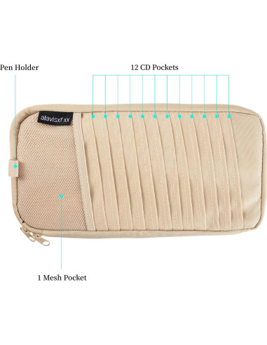 Soporte de CD para coche alavisxf xx con 12 fundas y bolsillo