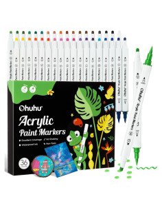 Marcadores Acrílicos Ohuhu 36 Colores Punta Doble Pincel y Punto