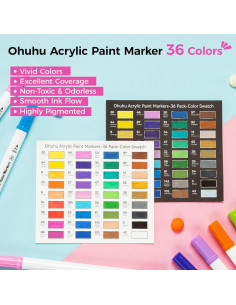 Marcadores Acrílicos Ohuhu 36 Colores Punta Doble Pincel y Punto 2