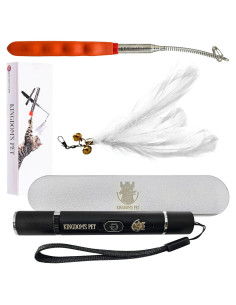 Juego Interactivo 3-en-1 para Gatos Kingdom's Pet - Puntero Láser, Varita y Plumas