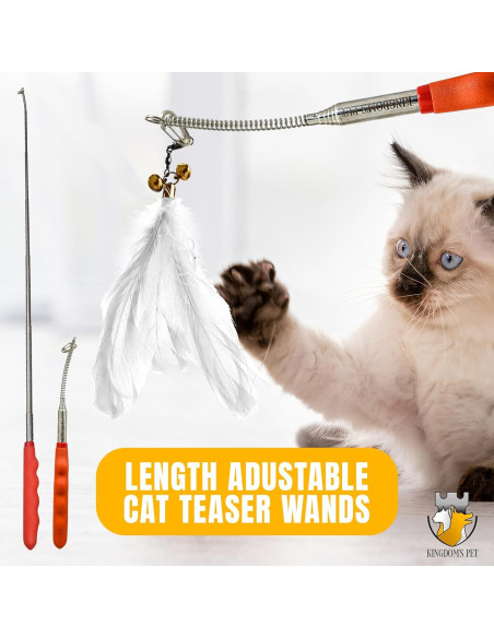 Juego Interactivo 3-en-1 para Gatos Kingdom's Pet - Puntero Láser, Varita y Plumas