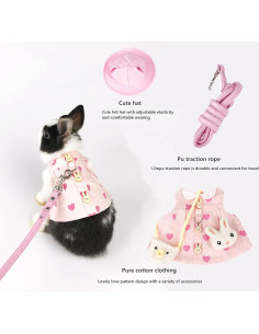 Ropa para Conejos Kcjuoam con Arnés y Correa Rosa 2