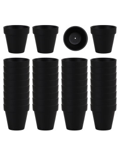 36 Macetas Negras de Arcilla Fcacti 6.35 cm con Drenaje