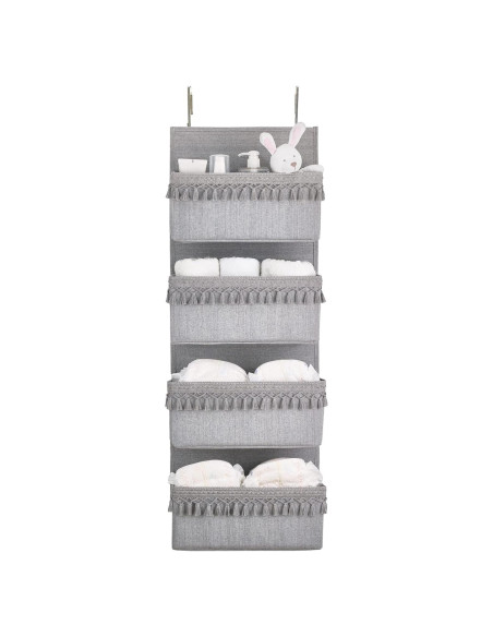 Organizador Colgante Dahey Gris 4 Bolsillos 91x33cm
