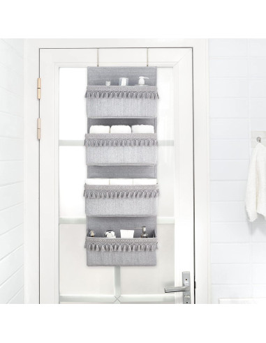 Organizador Colgante Dahey Gris 4 Bolsillos 91x33cm