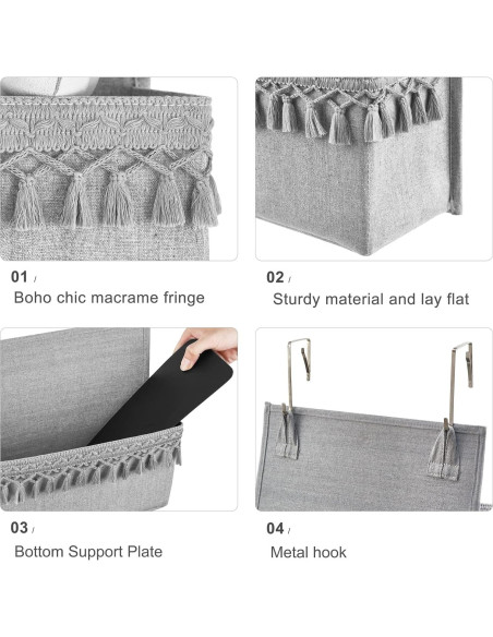 Organizador Colgante Dahey Gris 4 Bolsillos 91x33cm