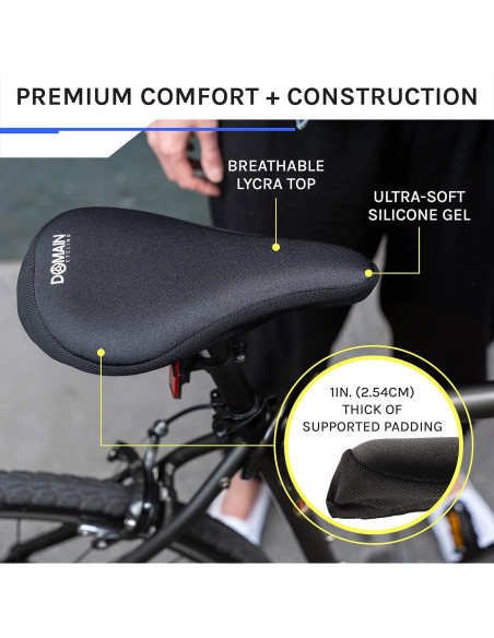Cojín de Asiento de Gel Domain Cycling 26.7x17.8cm Antideslizante