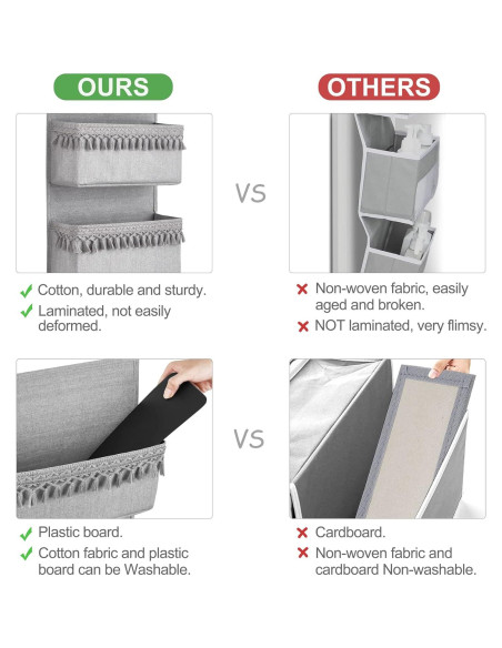 Organizador Colgante Dahey Gris 4 Bolsillos 91x33cm