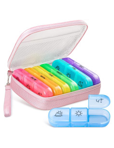 Organizador de Pastillas AMOOS Rosa 3 Veces al Día 7 Días