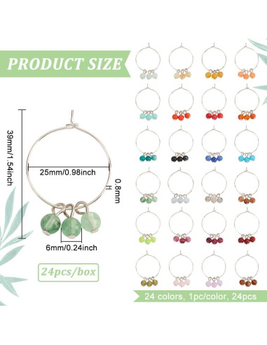 Marcadores de Copas de Vino Acrílico BENECREAT 24 Pcs