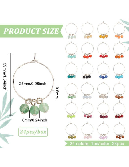 Marcadores de Copas de Vino Acrílico BENECREAT 24 Pcs