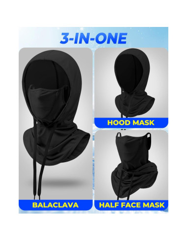 Mascarilla Balaclava Transpirable 3-en-1 UV Negra para Hombres