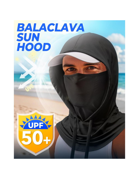 Mascarilla Balaclava Transpirable 3-en-1 UV Negra para Hombres