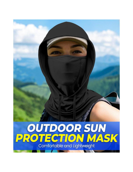 Mascarilla Balaclava Transpirable 3-en-1 UV Negra para Hombres