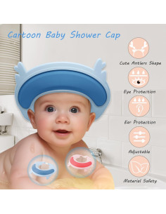 Gorro de ducha para bebés Thcbme ciervo azul ajustable 2