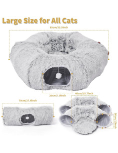 Túneles para Gatos Odoland con Cama Esponjosa y 20 Juguetes 2