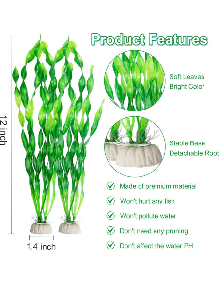 Plantas de Acuario Artificiales MyLifeUNIT 10 Piezas Verde 30.48cm