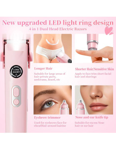 Recortadora de Bikini 4 en 1 TMQ Rosa Impermeable IPX7 2