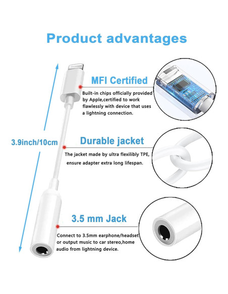 Adaptador Lightning a 3.5mm Fonestuff 2 Pack para iPhone