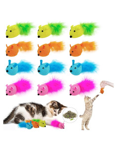 Juguetes Interactivos para Gatos SUPERPAWS - 12 Piezas con Hierba Gatera