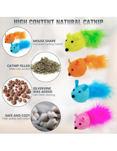 Juguetes Interactivos para Gatos SUPERPAWS - 12 Piezas con Hierba Gatera 2