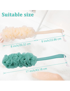 Esponja de Espalda con Mango Largo NICEMOVIC 43 cm Beige y Verde 2