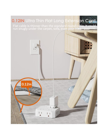 Regleta de 2 Clavijas a 3 Clavijas WRXDMC 8 Salidas AC 4 USB