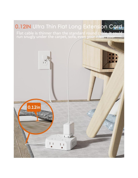 Regleta de 2 Clavijas a 3 Clavijas WRXDMC 8 Salidas AC 4 USB