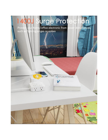 Regleta de 2 Clavijas a 3 Clavijas WRXDMC 8 Salidas AC 4 USB