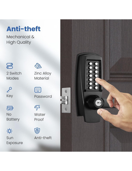 Cerradura de Teclado LVOZ - Modelo 9 - Sin Llave - Negro