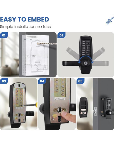 Cerradura de Teclado LVOZ - Modelo 9 - Sin Llave - Negro