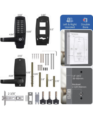 Cerradura de Teclado LVOZ - Modelo 9 - Sin Llave - Negro