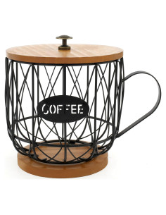 Soporte para Cápsulas de Café MABCIRY con Tapa de Madera Negro