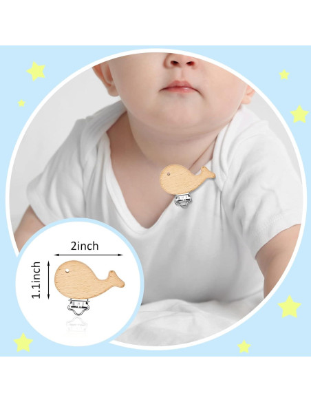 20 Clips de Chupete de Madera para Bebé - Accesorios DIY