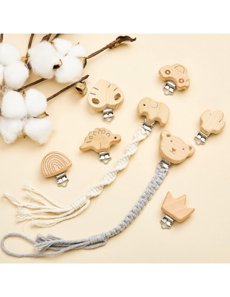 20 Clips de Chupete de Madera para Bebé - Accesorios DIY